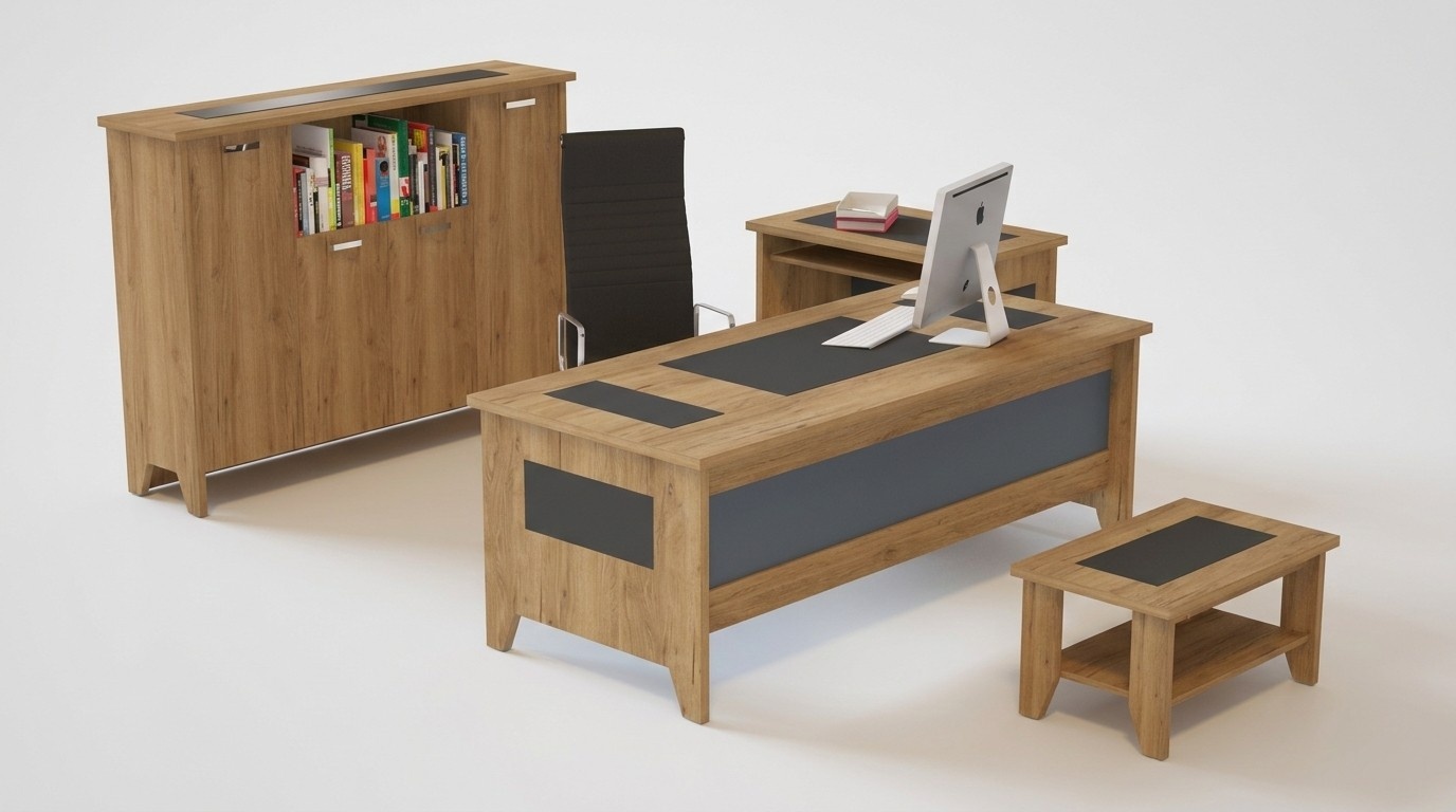 Schreibtisch Tisch Möbel Schrank Aktenschrank Couchtisch Möbel 3tlg. Set