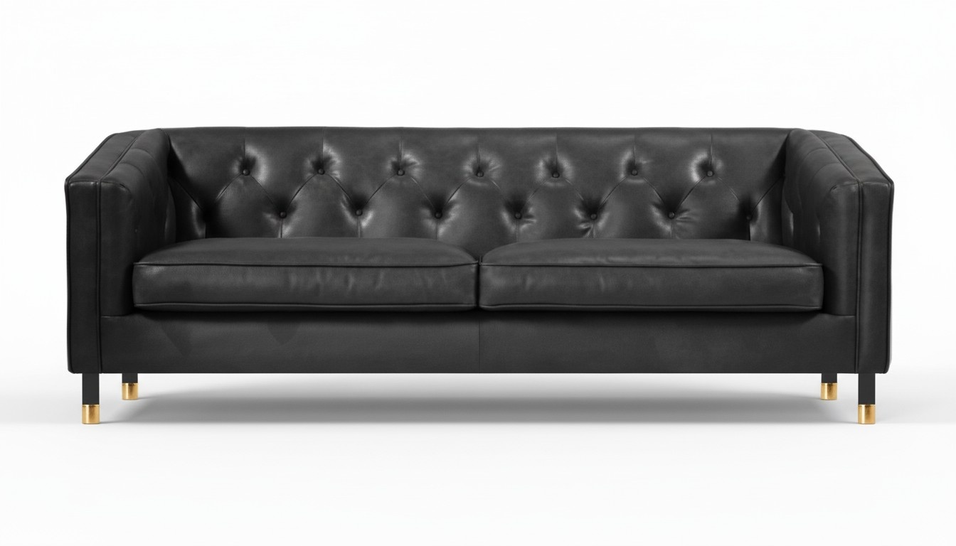 Schwarz Chesterfield Dreisitzer Modern Design Leder Sofa xxl big Möbel 230cm Neu