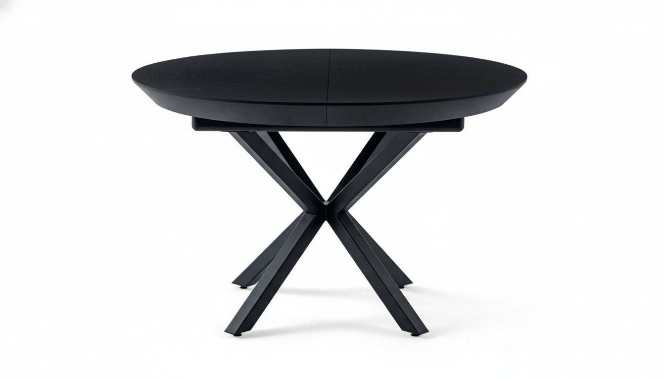 Schwarz Esstisch Tisch Rundtisch Ausziehtisch Familientisch Speisetisch
