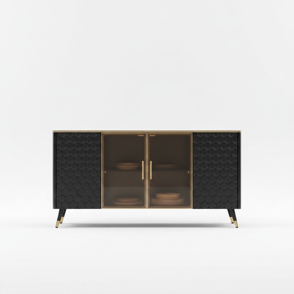 Schwarz Kommode Sideboard Schrank Anrichte Kommoden Schränke 160cm Möbel