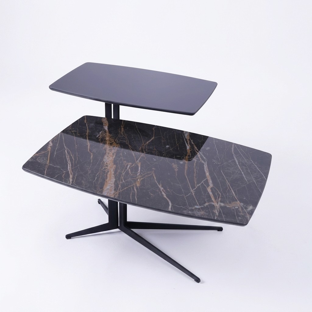 Schwarz Möbel Wohnzimmer Komplett Couchtisch mit Beisteltisch Luxus