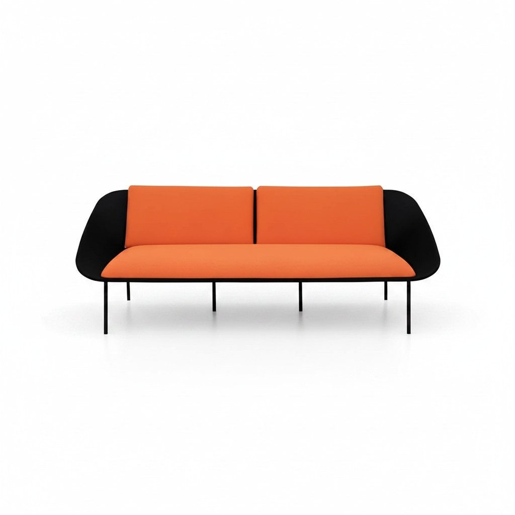 Schwarz-Oranger Dreisitzer Luxus 3-Sitzer Polster Couch Textil 3-er Neu