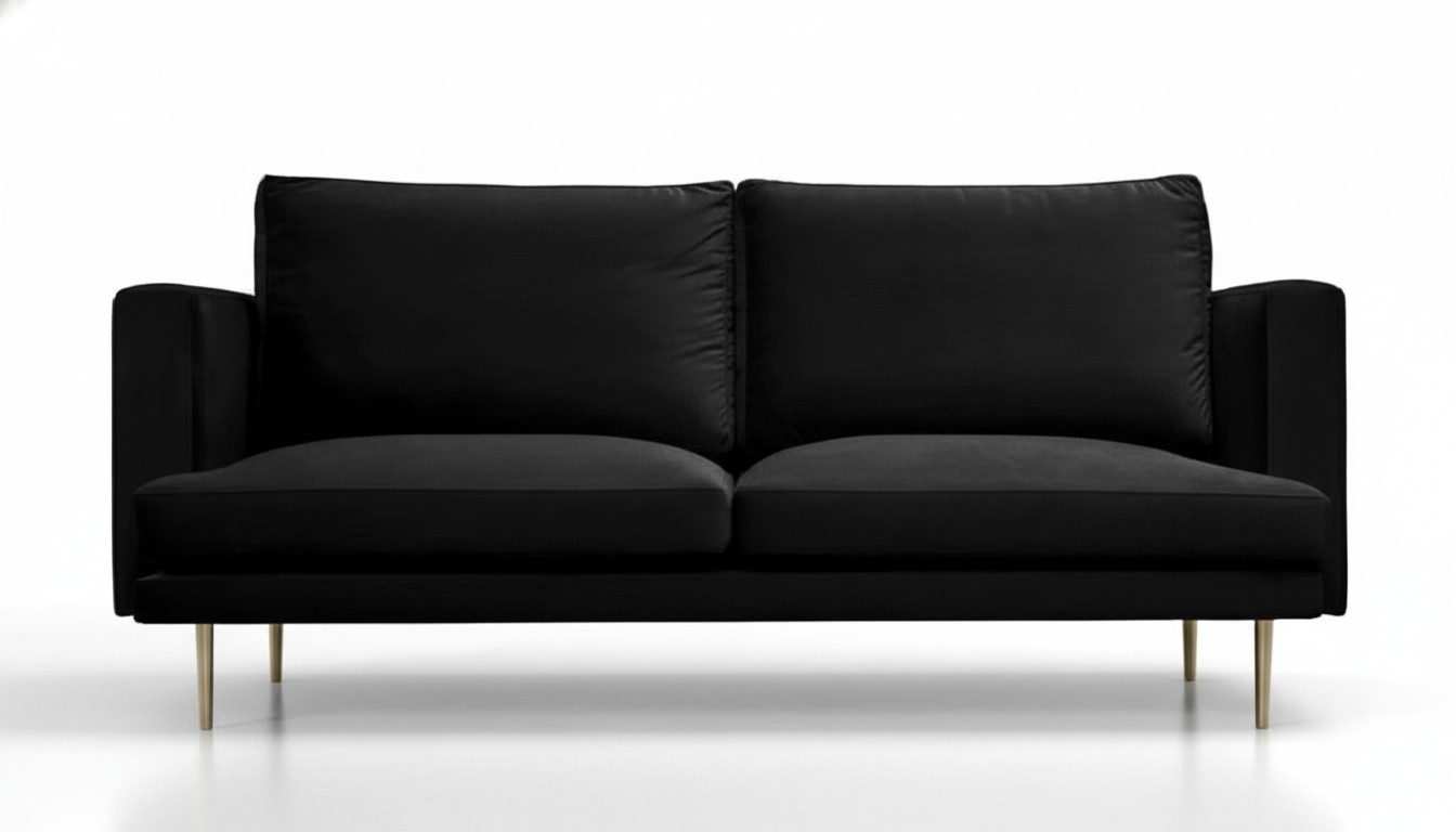 Schwarz Sofa Sofas Chesterfield Dreisitzer Stoff Wohnzimmer Couchen Polster Neu