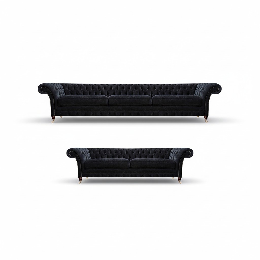 Schwarze Chesterfield Polstercouchen Designer Wohnzimmer Textil Sofas