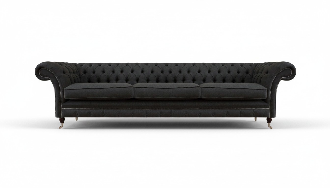 Schwarze Chesterfield Sitzmöbel Luxuriöser Dreisitzer Polster 3-Sitzer