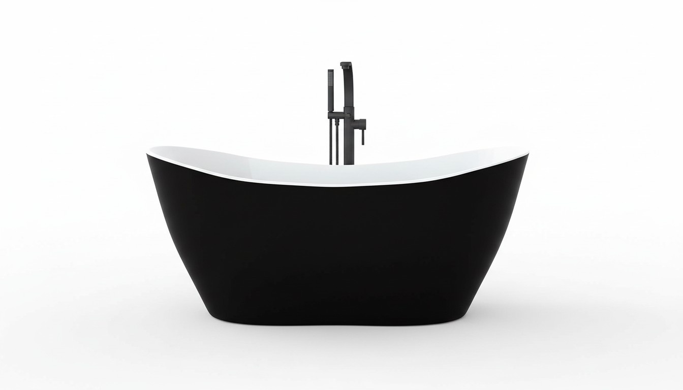 Schwarze Designer Badewanne Freistehende Luxus Wanne in Schwarz