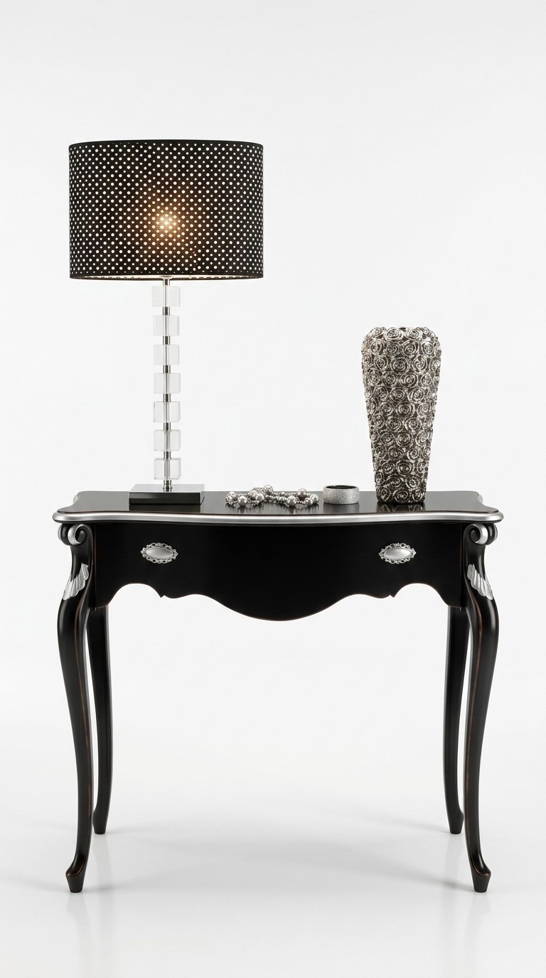 Konsolentisch Schwarze Konsole Design Italienische Möbel Barock Holz Kommode neu