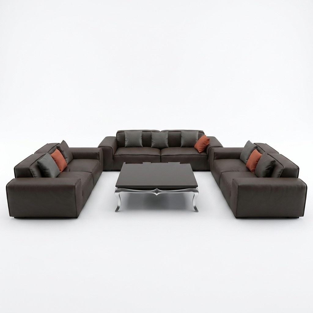 Schwarze Premium Sofagarnitur 3+3+3 Sitzer Luxus Wohnzimmer Couch