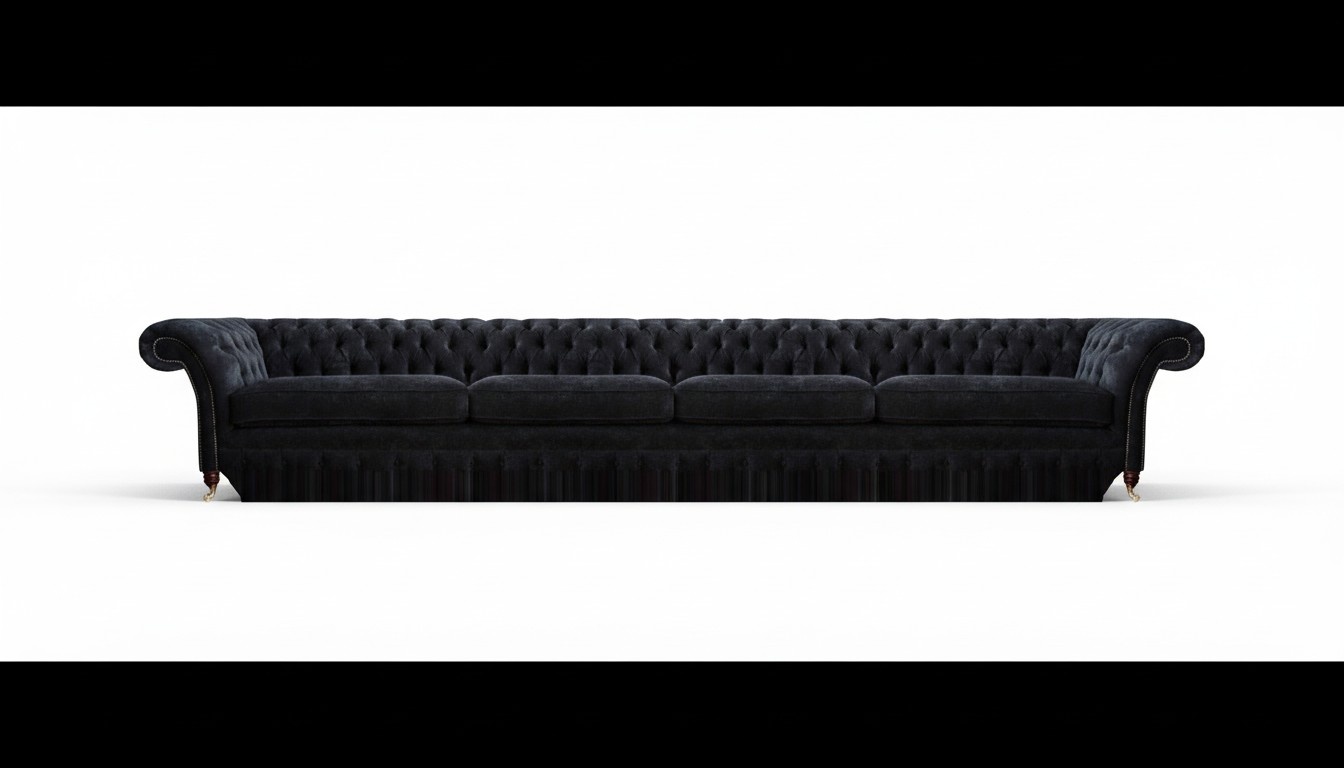 Schwarzer Chesterfield Polster Viersitzer Wohnzimmer Edle Textil Couch