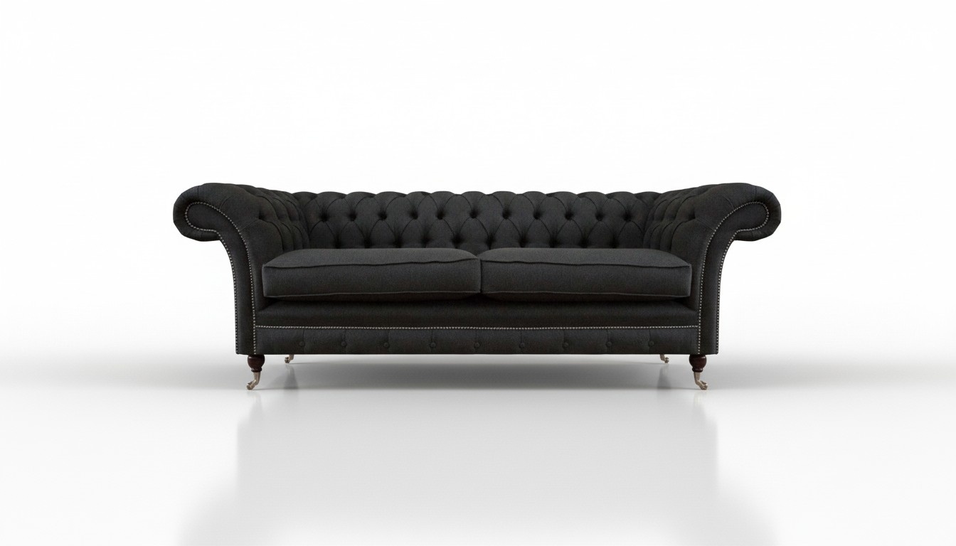 Schwarzer Chesterfield Polster Zweisitzer Textil Sofas Einrichtungscouch