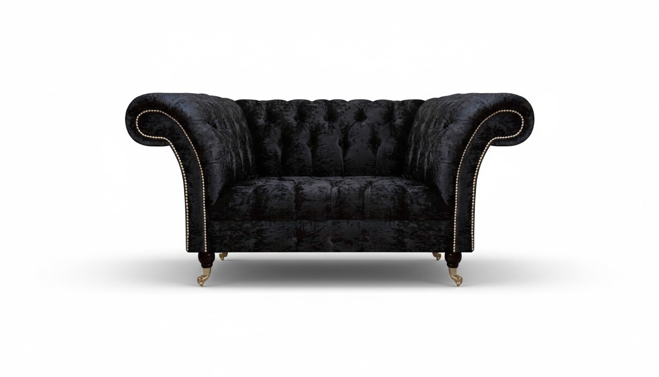 Schwarzer Chesterfield Zweisitzer Designer Wohnzimmer Edle Polstercouch