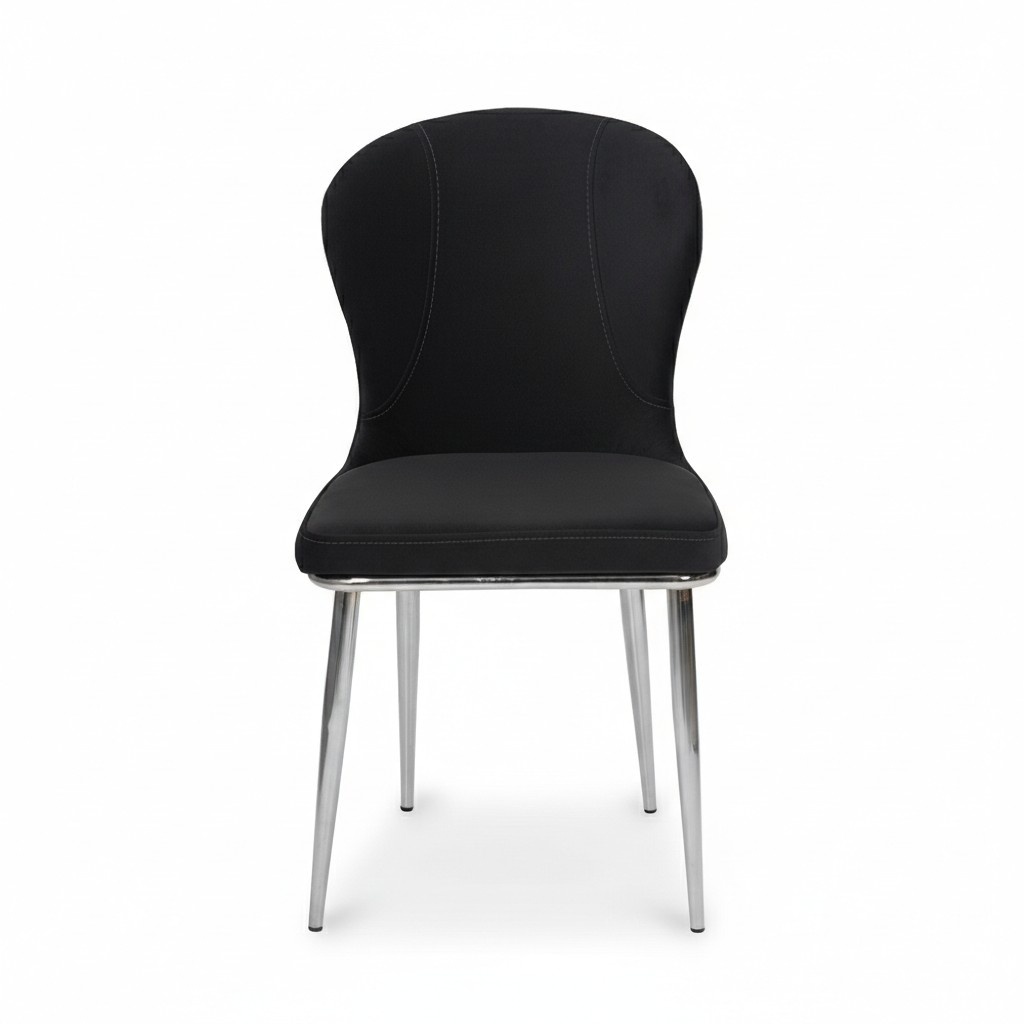 Schwarzer Edelstahlstuhl Designer Küchenmöbel Luxus Polster Lehnstühle