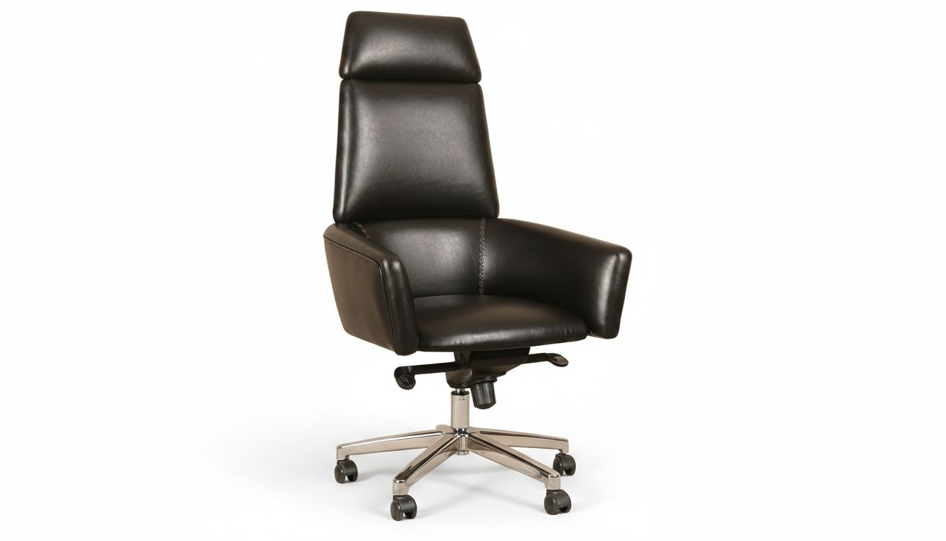 Schwarzer ergonomischer Bürostuhl aus Kunstleder im modernen Design
