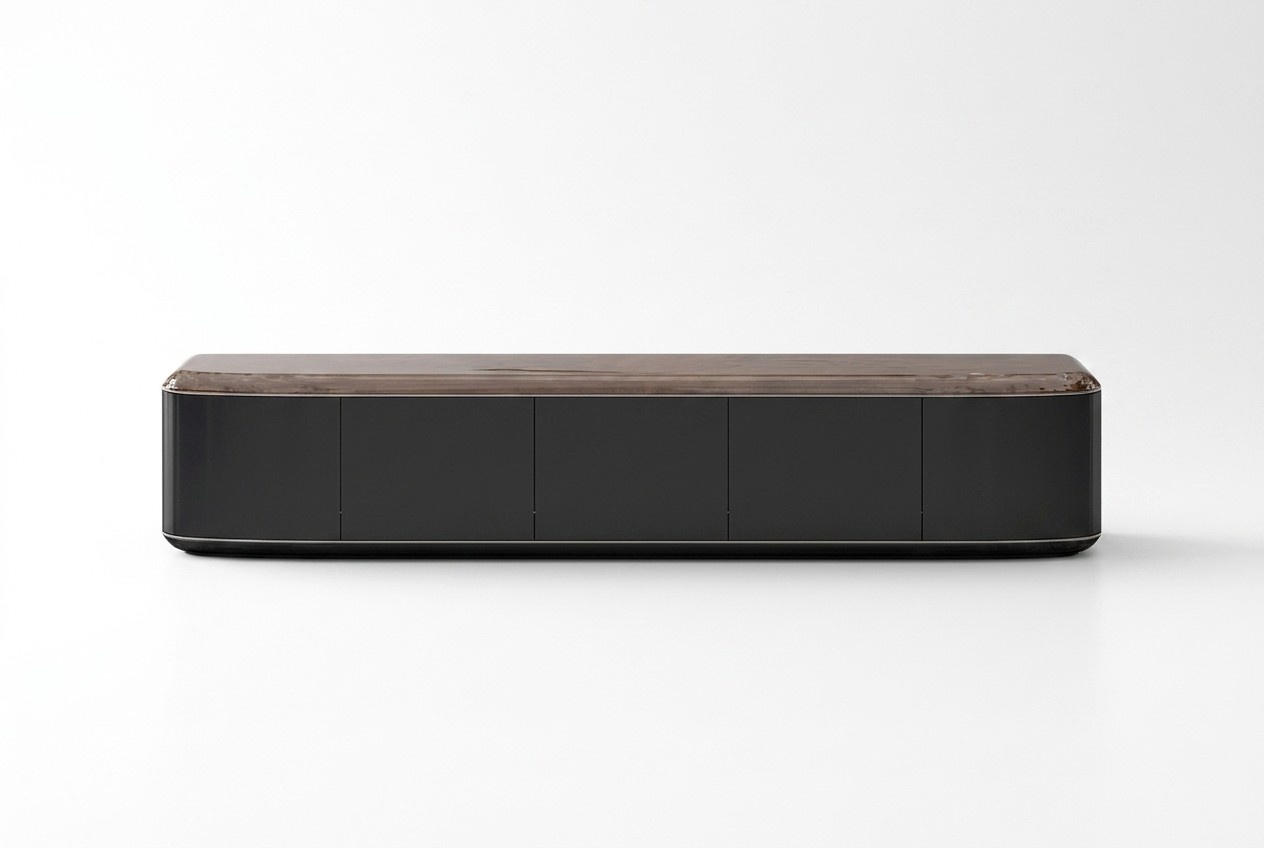 Schwarzer Holz TV-Ständer im modernen Design