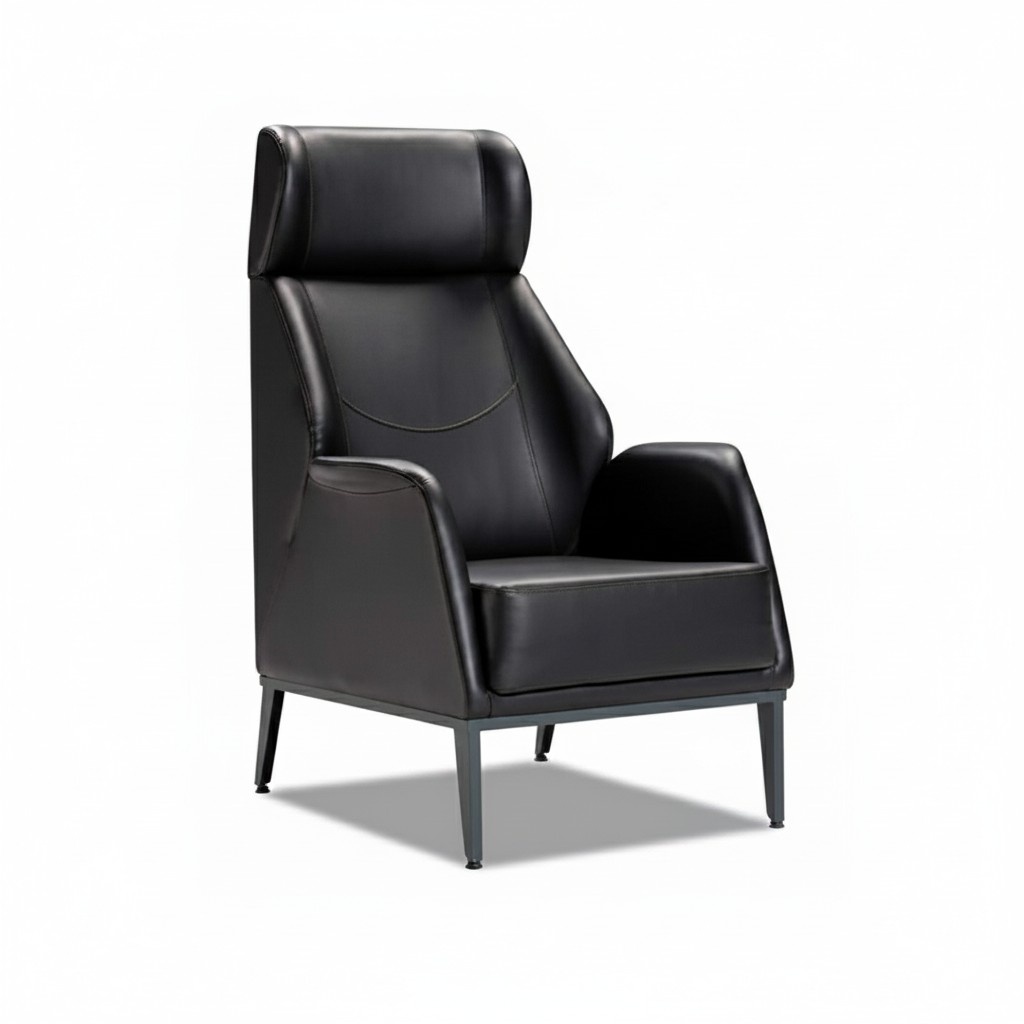 Schwarzer Ledersessel Designer Arbeitszimmer Chefsessel Edle Möbel Neu