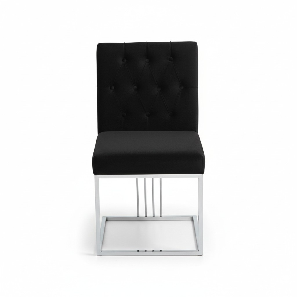 Schwarzer Lehnstuhl Designer Esszimmer Möbel Essstühle Edelstahlstuhl