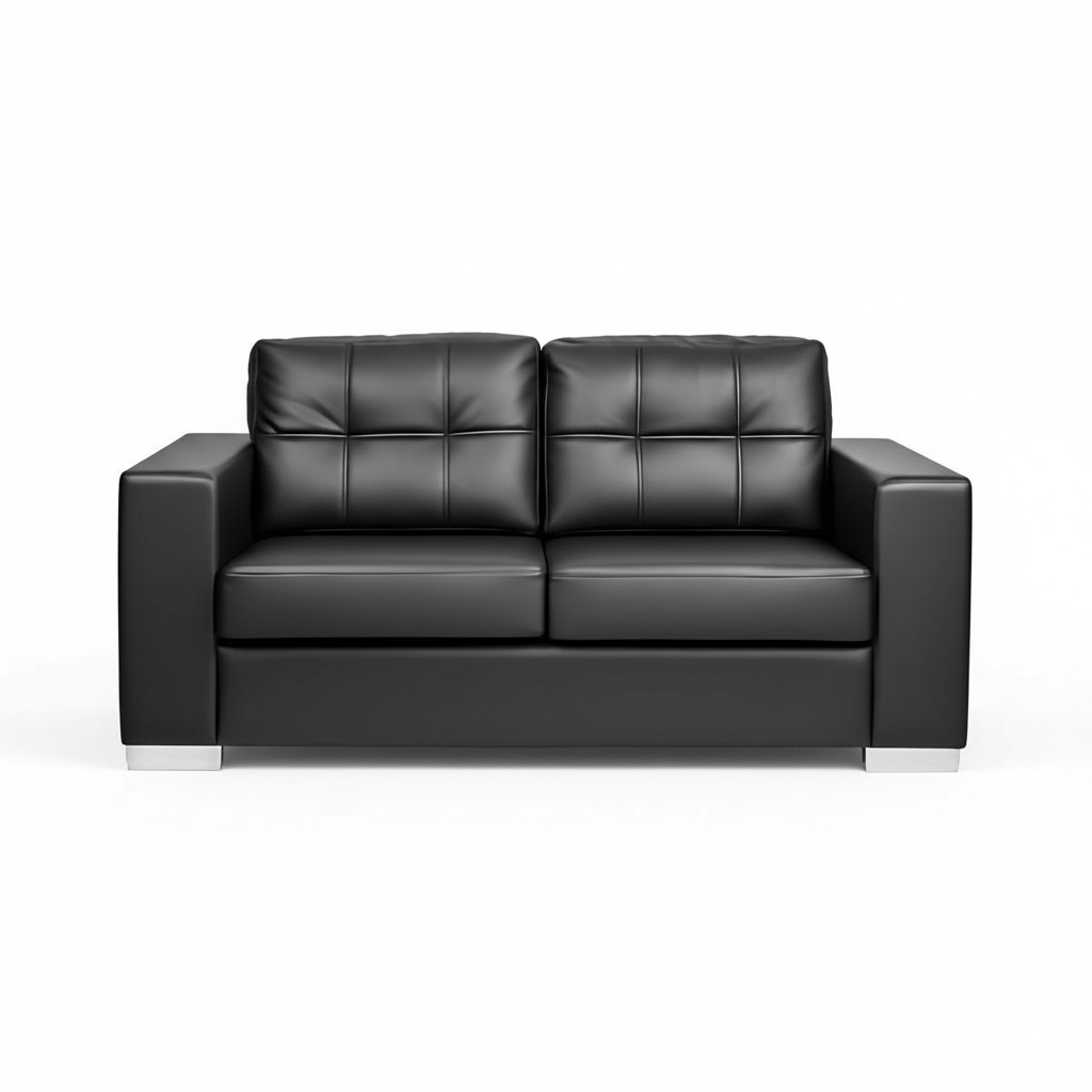 Schwarzer Wohnzimmer 2-Sitzer Luxus Leder Relax Couch Modernes Design