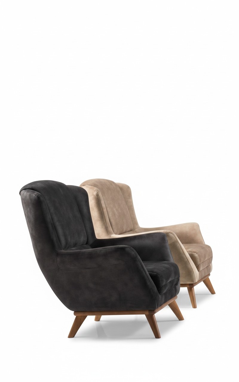 Sessel 1 Sitz Textil Lounge Luxus Polster Ohrensessel Einsitzer Design