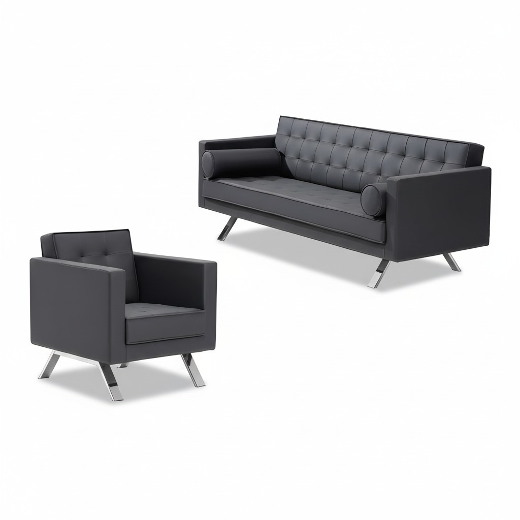 Sessel 1-Sitzer Design Leder Stuhl Polster Sofa 3 Sitzer Büro Einrichtung