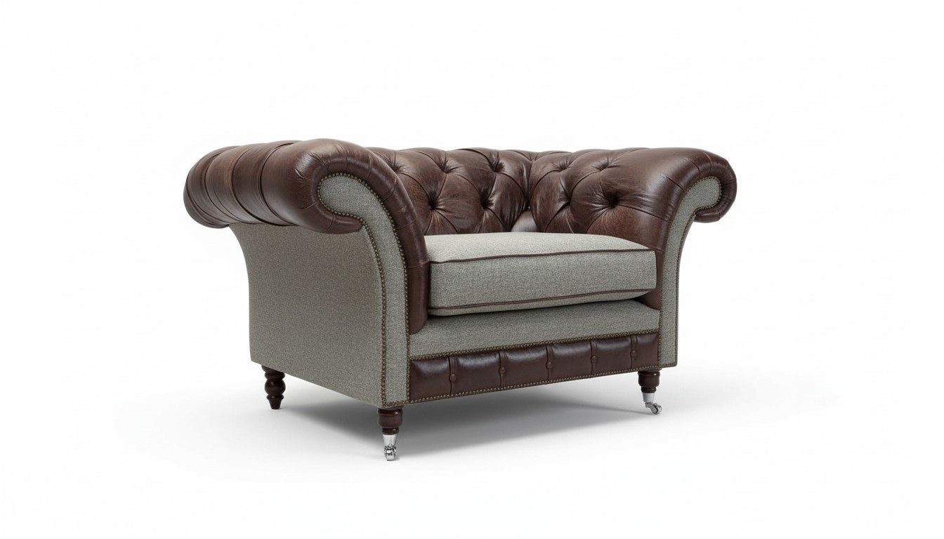 Sessel 1 Sitzer Relax Polster Fernseh Chesterfield Textil Sofa Couchen Braun Neu