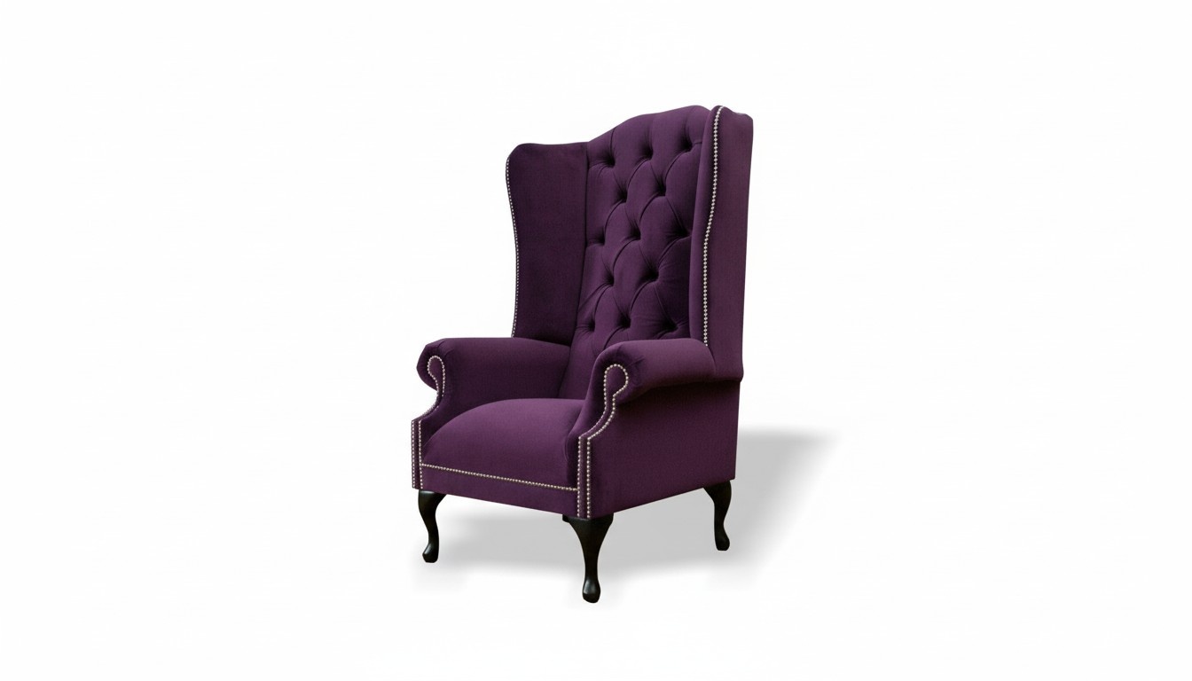 Sessel Chesterfield Couch Sofa Textil Lounge Club Polster Lila Luxus