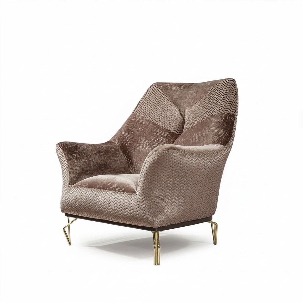 Sessel Design Wohnzimmer Polster Holz Polster Moderne Luxus braun Neu