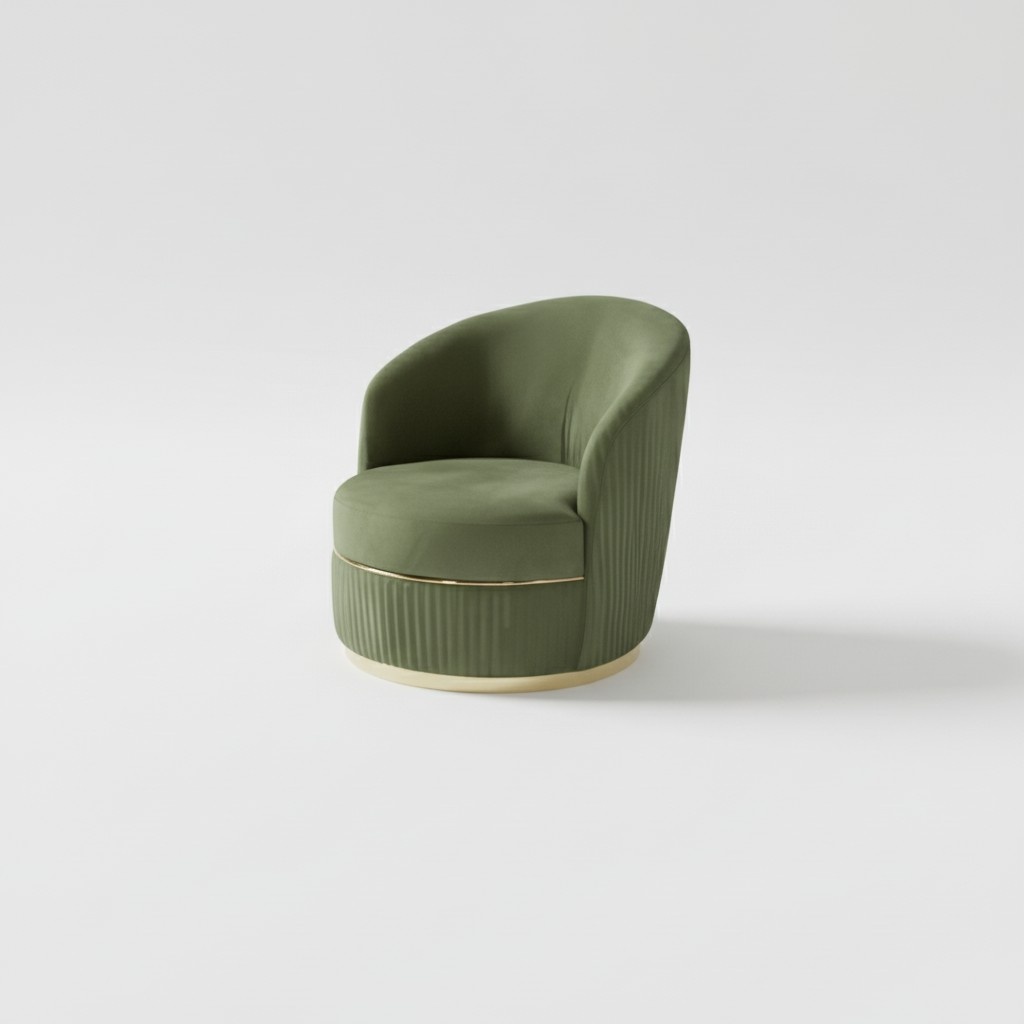 Modern Runder Sessel Einsitzer Polster Designer Textil Stoff