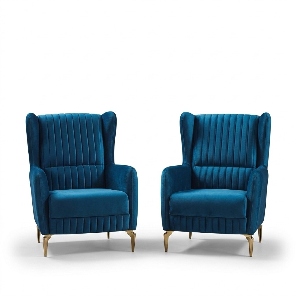 Sessel Hotel Möbel Loung Club Kino Lobby Möbel 2tlg. Set Blau Design