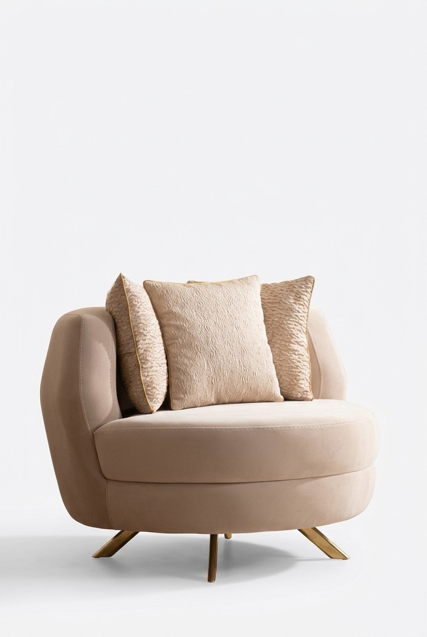 Sessel Luxus Polster Möbel Wohnzimmer Einsitzer Sessel Textil Lounge Restaurant