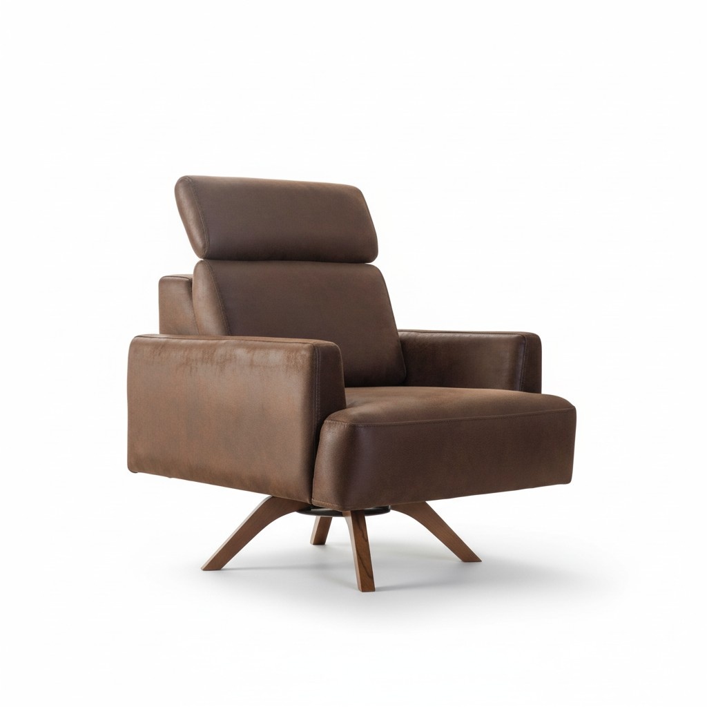 Sessel Ohrensessel Cocktailsessel Kunstleder Wohnzimmer Braun