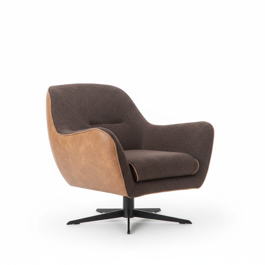 Sessel Ohrensessel Cocktailsessel Kunstleder Stoff Wohnzimmer Braun