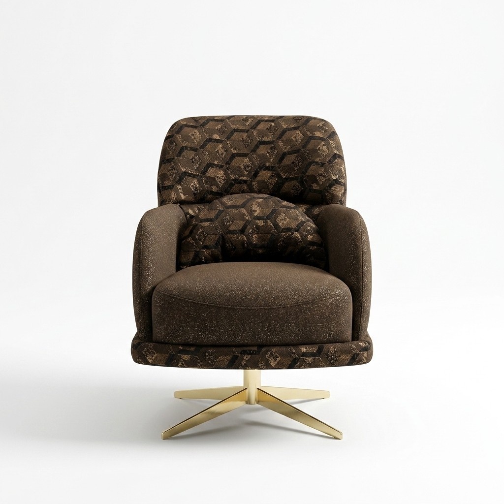 Sessel Ohrensessel Cocktailsessel Stoff Wohnzimmer Polyester Braun