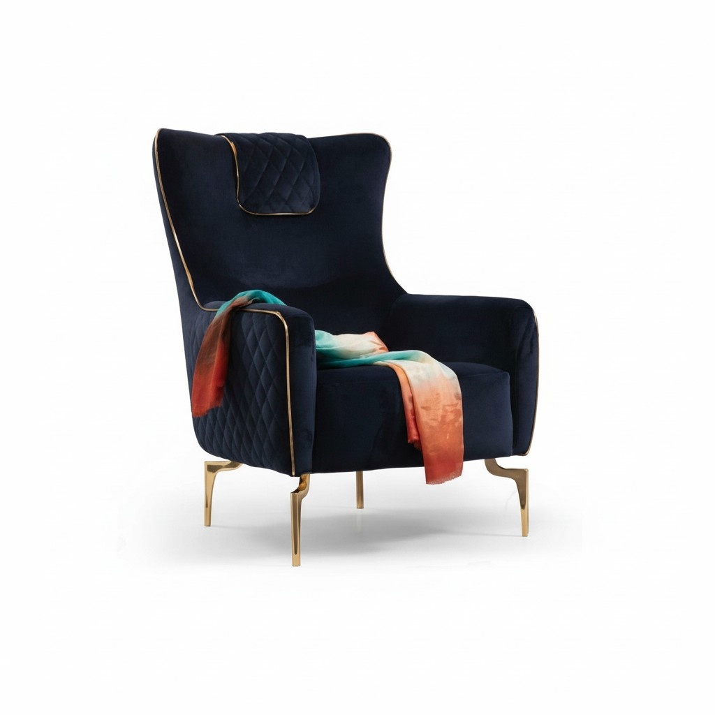 Sessel Ohrensessel Luxus 1 Sitzer Polster Sitz Designer Textil Sitz Stoff Modern