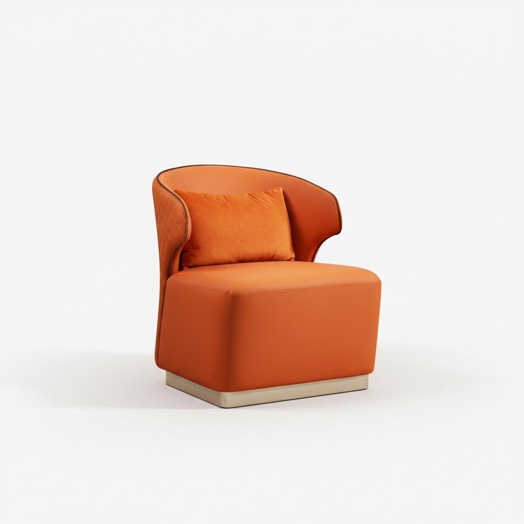 Sessel Orange Luxus Stoff Wohnzimmer Textil Neu Kreative Modern Design Möbel