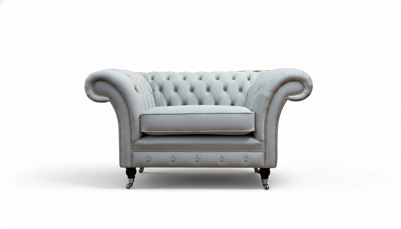 Sessel Polster Sofa Textil Chesterfield Couchen 1 Sitzer Einsitzer Grau