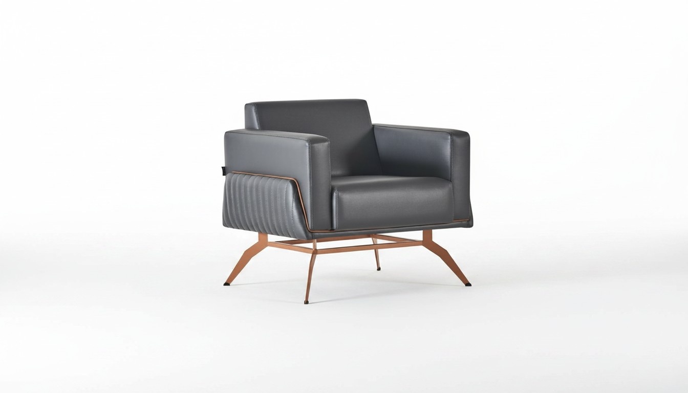 Sessel Schwarz Einfarbig Modern Design 1-Sitzer Arbeitszimmer Edelstahl