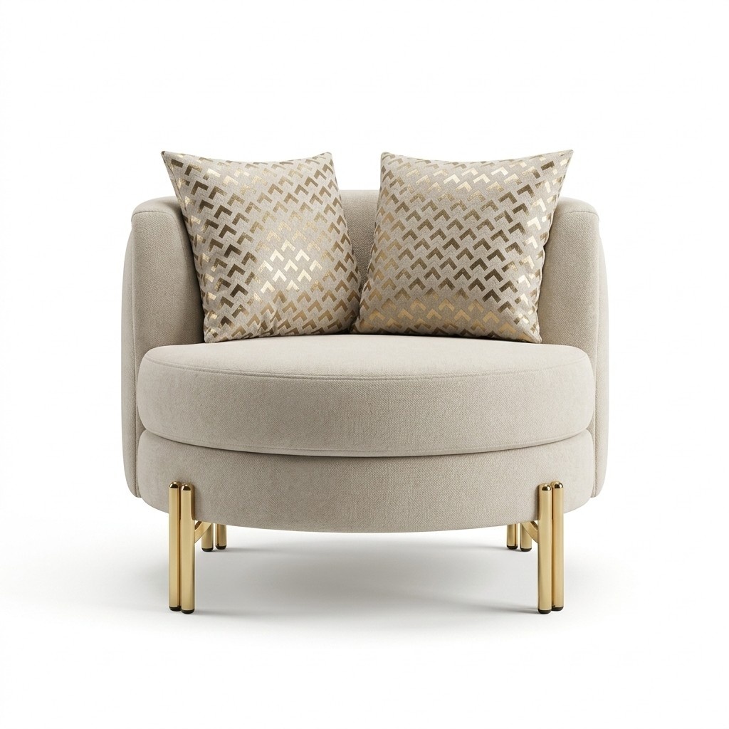 Sessel Sitz Sitzer Design Wohnzimmer Polster Holz Polster Moderne Luxus Beige