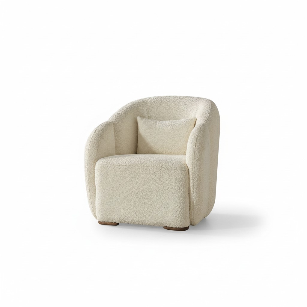 Sessel Wohnzimmer Design Weiß Luxus Sitz Polstermöbel Textil Polstersessel