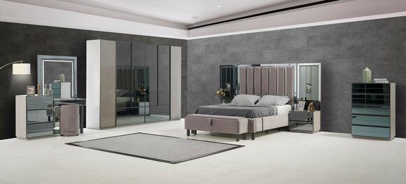 Luxus Schlafzimmer 8tlg Set Komplettes Zimmer Möbel Bett Nachttisch Schrank Neu