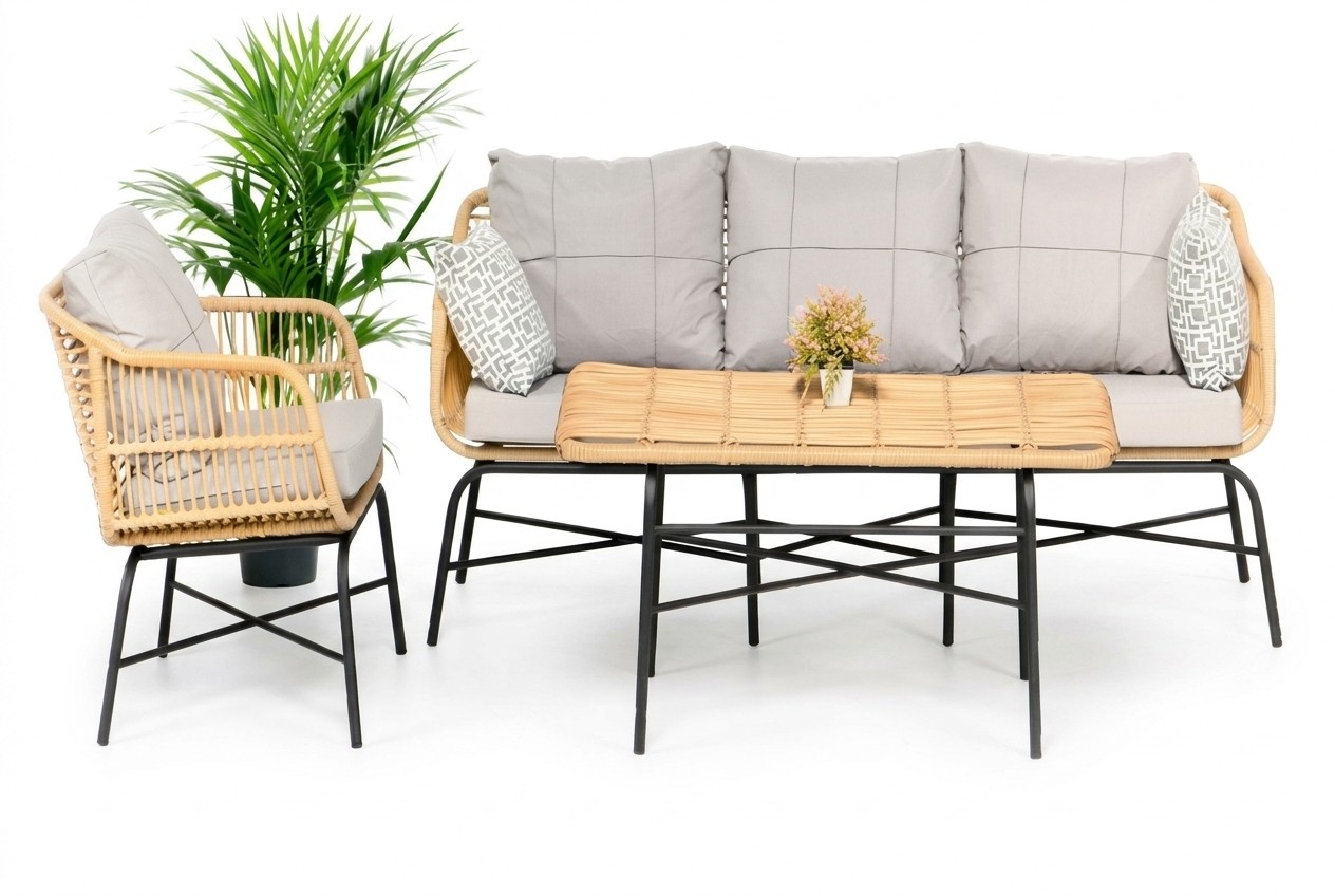 Set 3tlg GartenMöbel Sitzmöbel Sofagarnitur Terrasse Sofa Couch Moderne Neu
