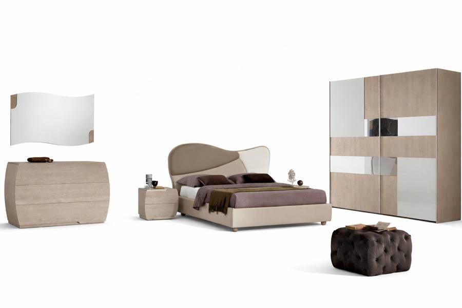 Set 6tlg Schlafzimmer Bett Nachttisch Kommode Spiegel Kleiderschrank Garnitur