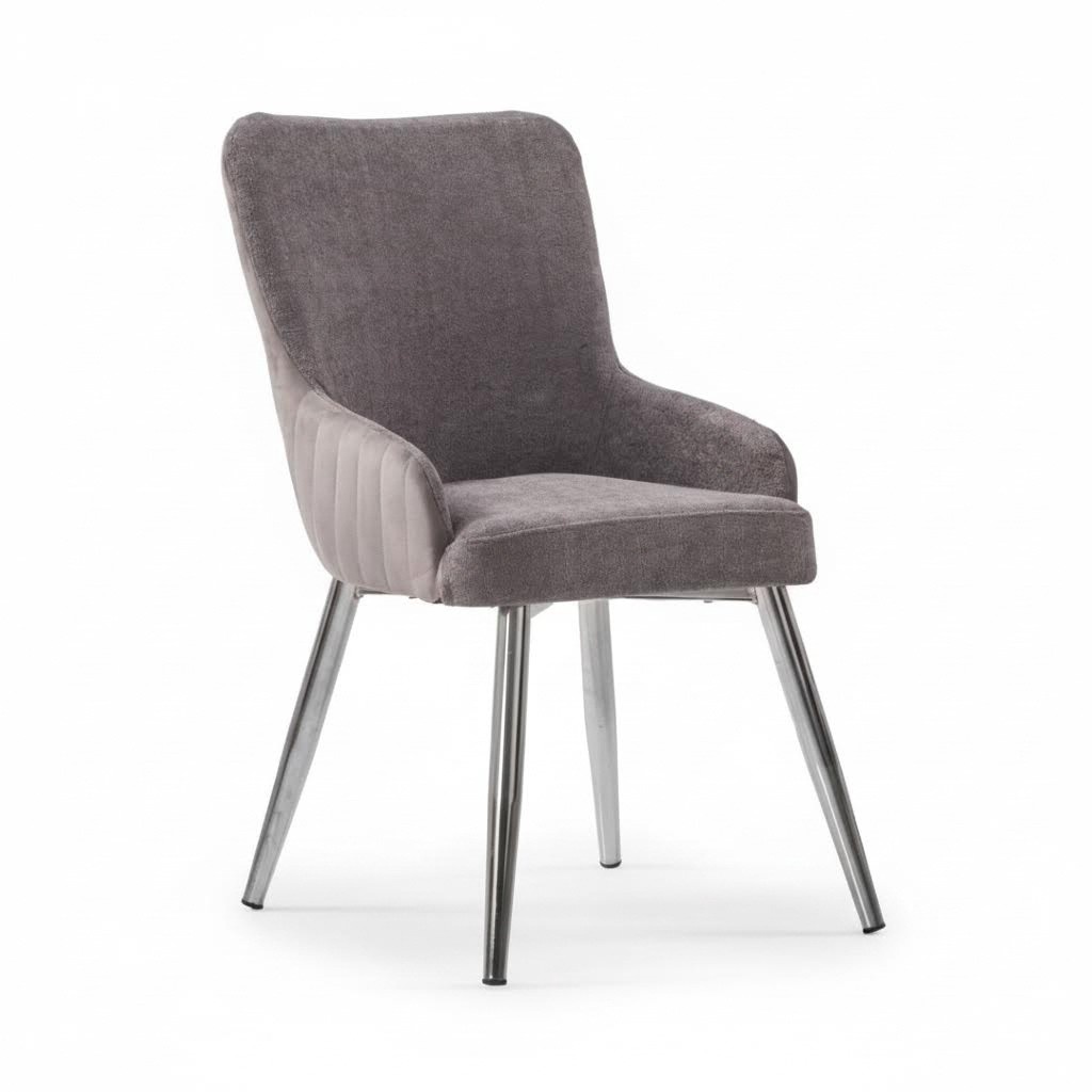 Set 6x Sessel Stuhl Design Metall Stoff Polster Stühle Esszimmer Textil Neu