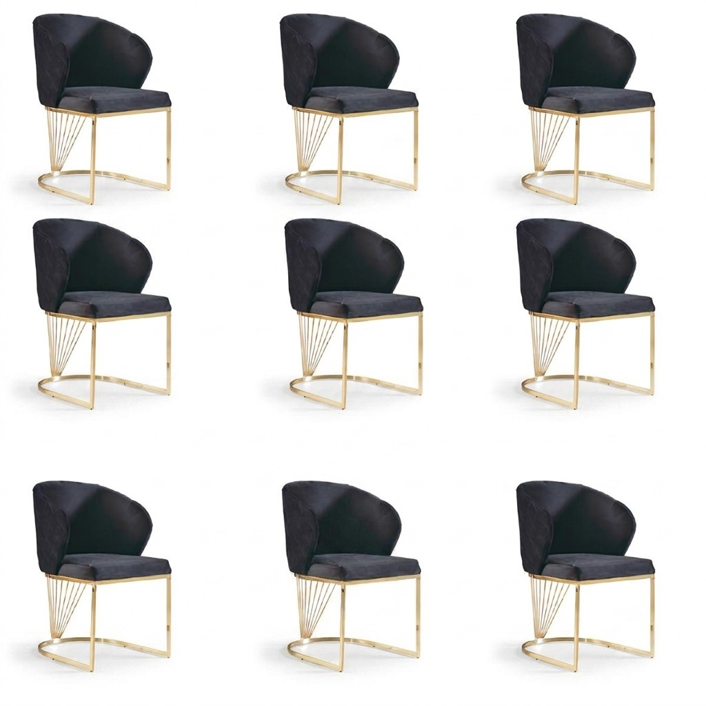 Set 8 Stuhl Gruppe Lehnstuhl Polster Stühle Esszimmer Stoff Möbel Sessel