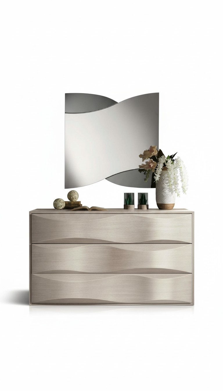 Set Kommode mit Spiegel Kommoden Konsole Gruppe Holz Schränk Schlafzimmer Modern