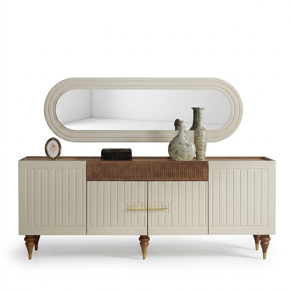 Set Kommode Spiegel Modern Garnitur Luxus Konsolen Schrank Sideboard Set