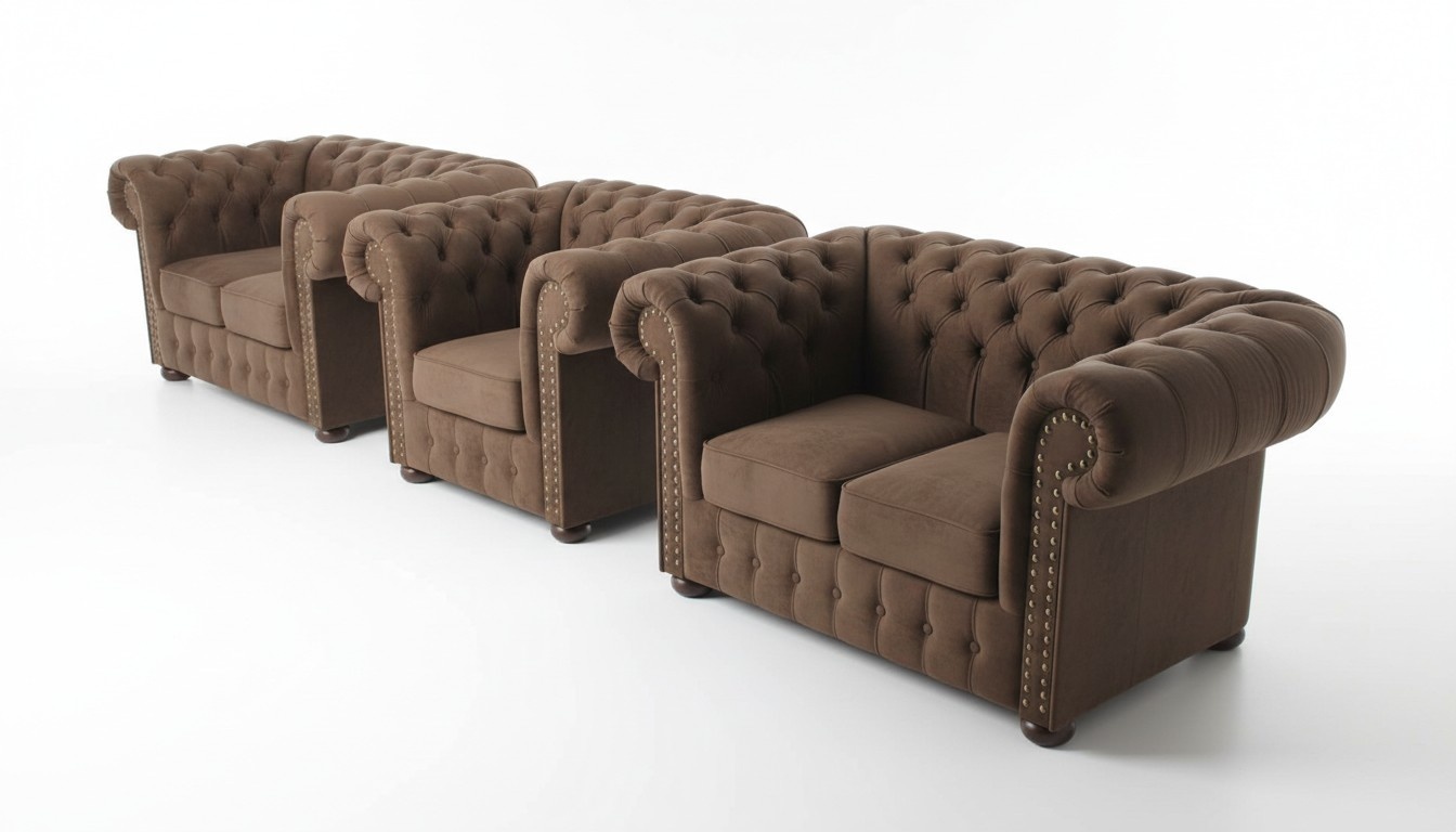Chesterfield Sofagarnitur 3+2+1 Stoff Textil Couch Sofa Polster Set Garnitur Neu