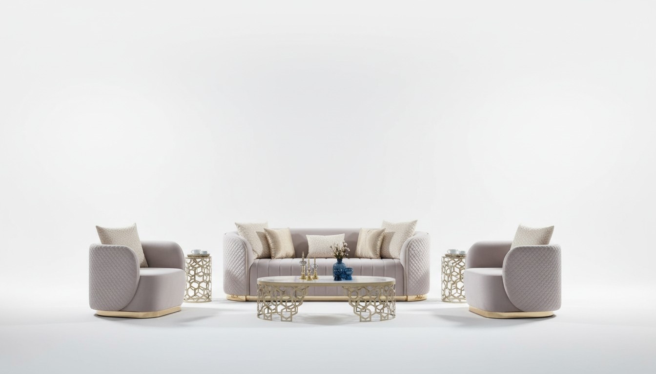 Set Sofa 3 Sitzer Polstersofa beige Textil Sitz Design Couch Sofas Stoff Modern