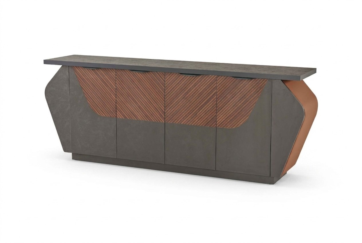 Sideboard Aktenschrank Arbeitszimmer Grau Braun Zweifarbig Modern Stil