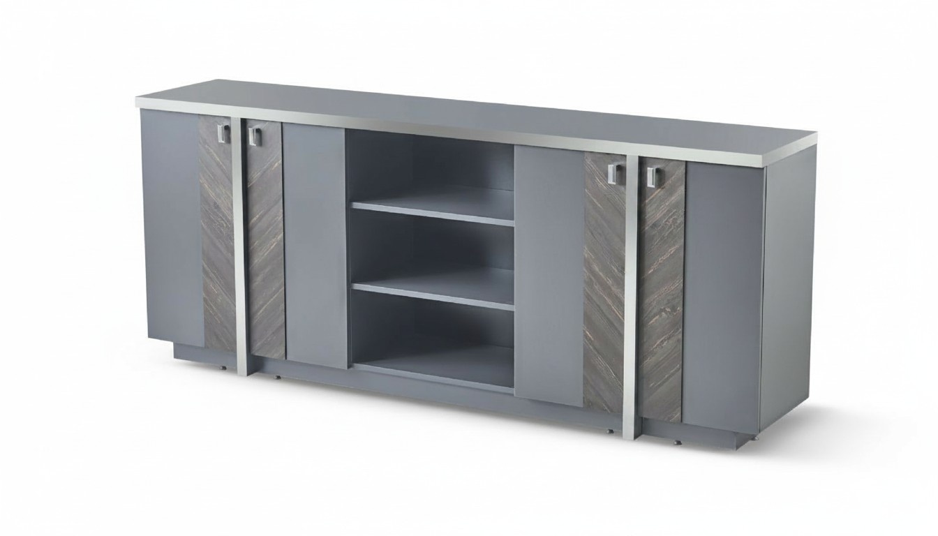 Sideboard Aktenschrank Modern Design Rechteckig Form Grau Einfarbig Stil