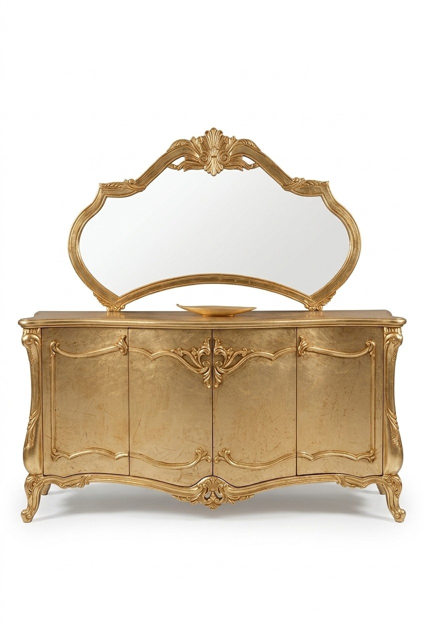 Sideboard Anrichte mit Spiegel Luxus Garnitur Kommode Holz Kommoden Klassische